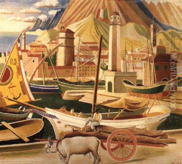 Hamnen I Viareggio Oil Painting - Leander Engstroem the Elder