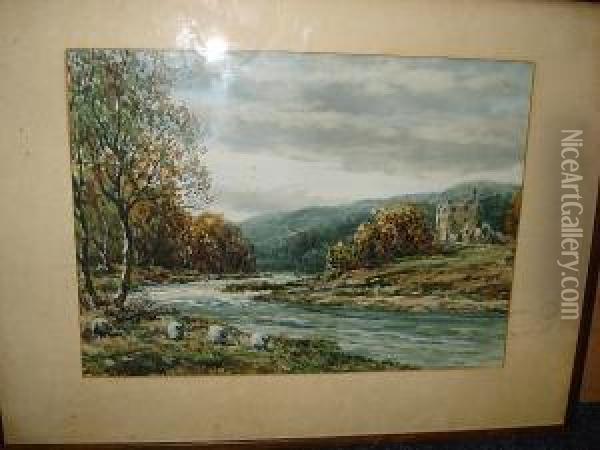 River Scene Oil Painting - John Hamilton Glass