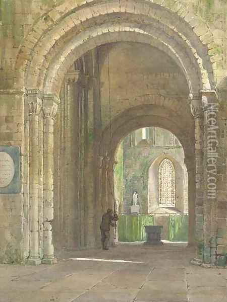 Bell ringing at the Church of Saint Mary de Haura, New Shoreham, Sussex Oil Painting - William Harding Collingwood-Smith