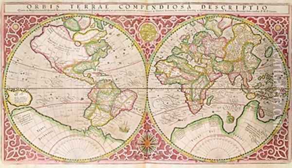 Double Hemisphere World Map 1587 Oil Painting - Gerard Mercator