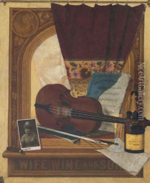 Wife, wine and song, 1889 Oil Painting - John Haberle