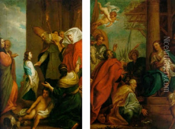 Konungarnas Tillbedjan Oil Painting - Jan Boeckhorst