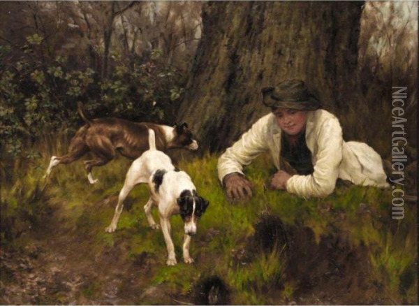 Waiting To Pounce Oil Painting - Thomas Blinks