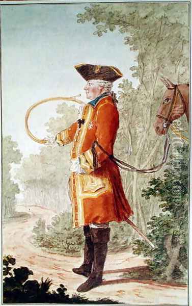 Bailli of Champignelles, huntsman to the Duke of Orleans in Hunting Costume, 1764 Oil Painting - Louis Carrogis Carmontelle