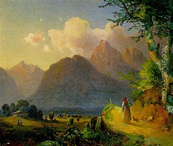 Berglandschaft Oil Painting - Edmund Mahlknecht