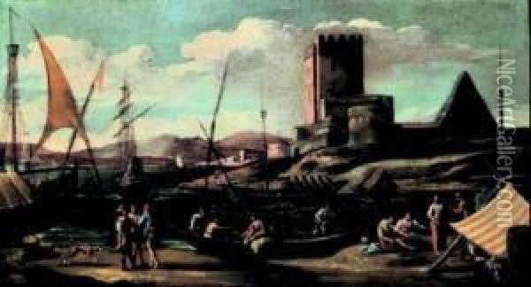 Scena Di Porto Oil Painting - Adriaen Van Der Kabel