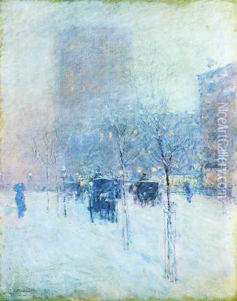 Late Afternoon, New York: Winter Oil Painting - Frederick Childe Hassam