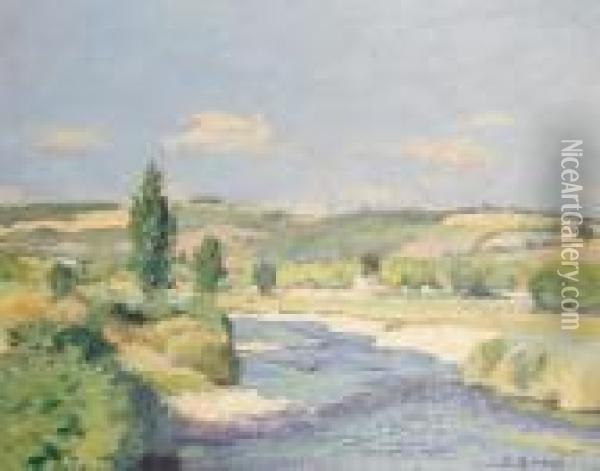 Saint Leon Sur Vezere - Dordogne Oil Painting - Jules Ernest Renoux