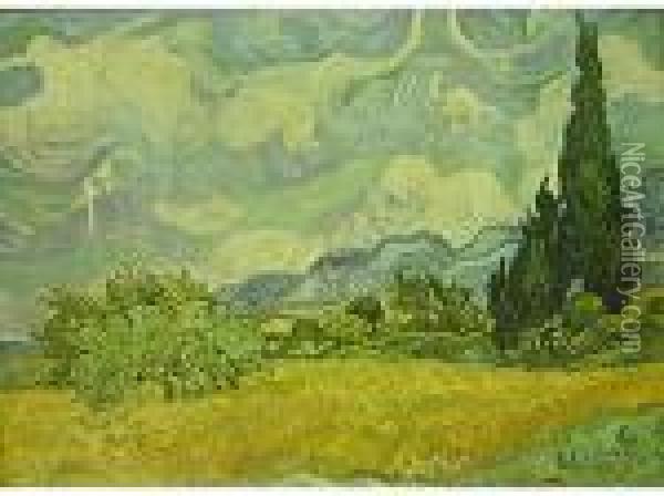 Campo Con Cipressi Oil Painting - Vincent Van Gogh