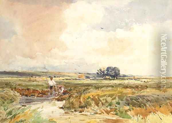 In the Meadows, Fordwick Oil Painting - Claude Hayes