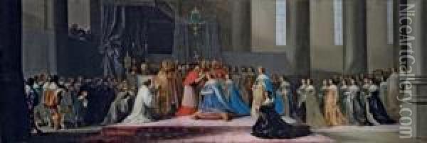 The Coronation Of Marie De Medici On 13th May 1610, At St. Denis Oil Painting - Hendrick Gerritsz. Pot