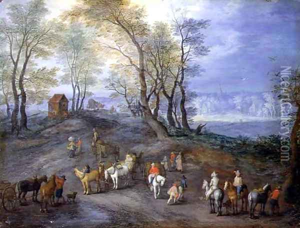 The Road to the Market Oil Painting - Jan The Elder Brueghel