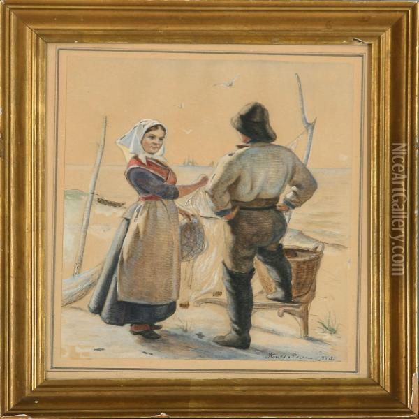 Fisherman And His Wife Oil Painting - Thorolf Pedersen