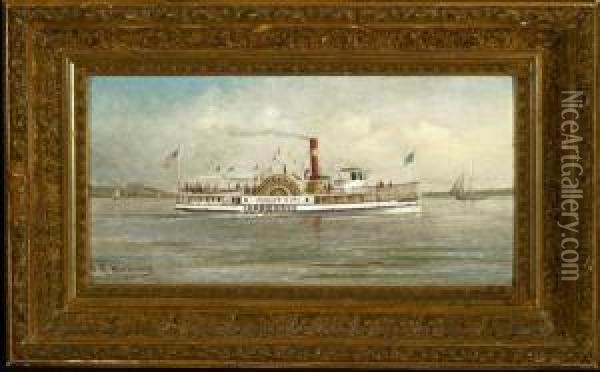 The Forest City Island Steamer Oil Painting - George M. Hathaway