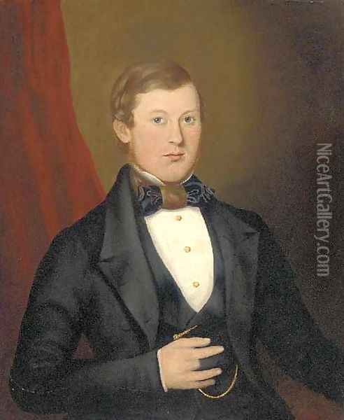 Portrait of a gentleman, half-length, in evening dress Oil Painting - English School
