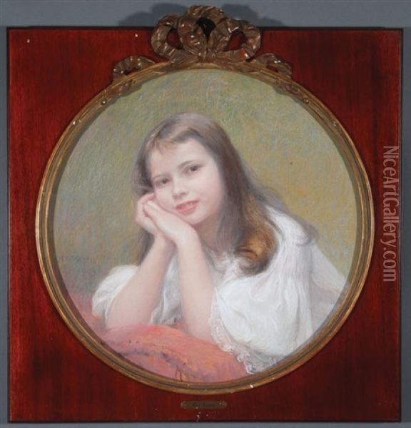 Portrait Of A Young Girl Oil Painting - Carl Froeschl