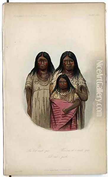 Ne-bet-neuh-qua and two other children... Oil Painting - George Catlin