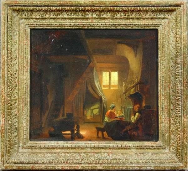 The Reading Lesson Oil Painting - Louis Antoine Carolus