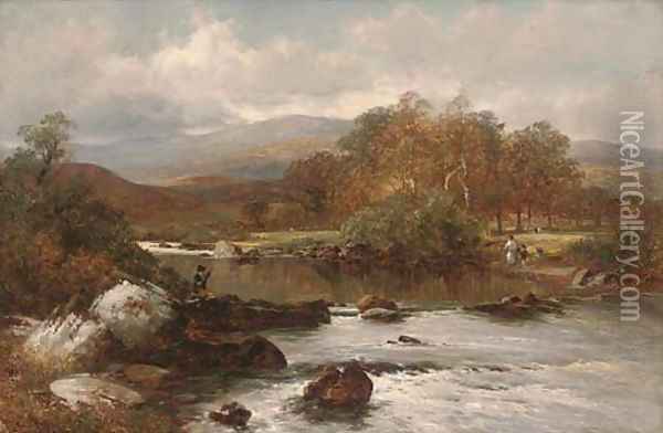 On the Wye river Oil Painting - David Bates