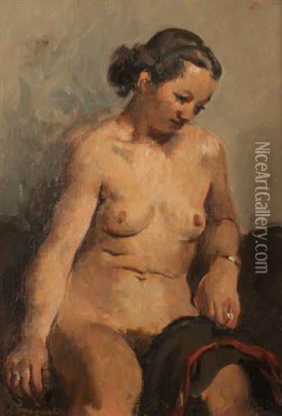 Nu Assis Oil Painting - Richard Maguet