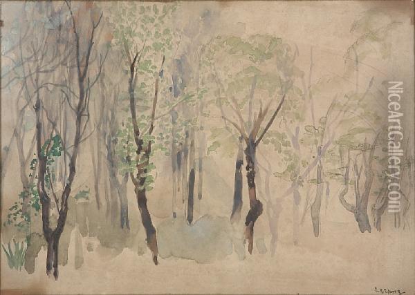 Trees Oil Painting - Arthur Bowen Davies