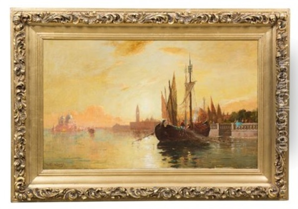 The Departing Day, Venice Oil Painting - Walter Franklin Lansil
