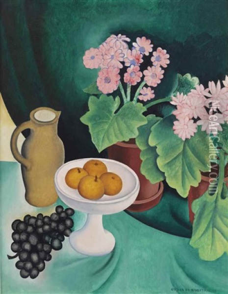Derniers Fruits Premieres Fleurs Oil Painting - Gustave van de Woestyne