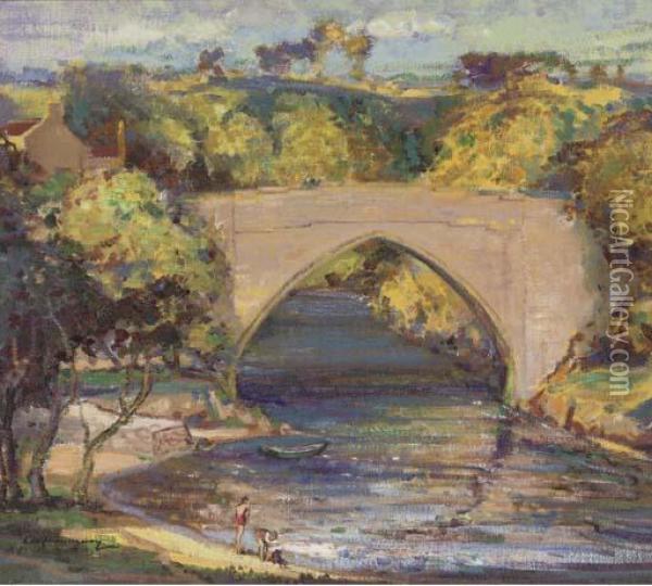 The Bridge Of Balgownie, Near Aberdeen Oil Painting - Charles Hemingway