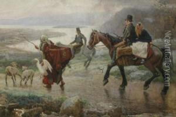 An Irish Party Returning From Market Oil Painting - William Small