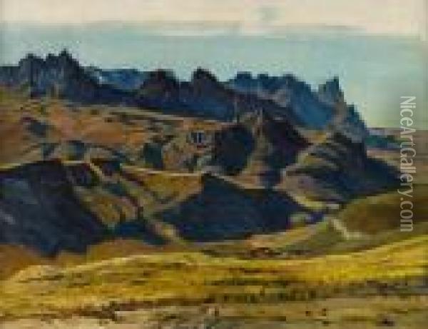 California Mountain Range Oil Painting - William Wendt