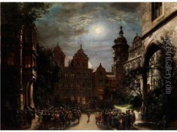 Nachtliches Freudenfest Auf Dem Heidelberger Schlosshof Oil Painting - Wilhelm von Kaulbach