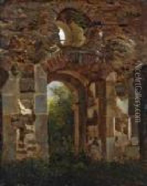 Tordurchgang In Der Ruine Des Heilig-kreuz-klosters Bei Meissen. Oil Painting - Georg Heinrich Croll Crola