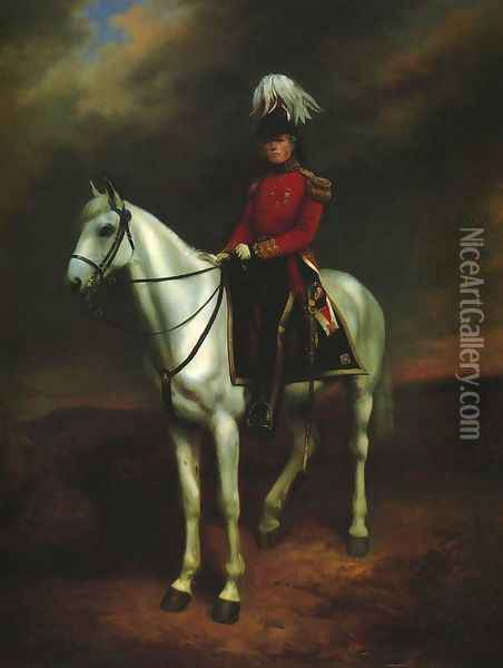 Equestrian Portrait of Major General Edward Macarthur Oil Painting - William Strutt