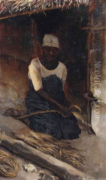 Coconut Rope Weaver Oil Painting - Frans David Oerder