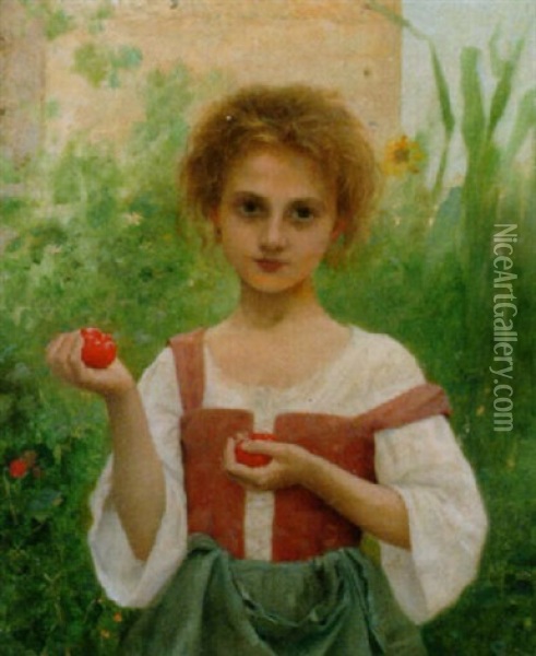Italienisches Madchen Mit Tomaten Oil Painting - Edouard Alexandre Sain