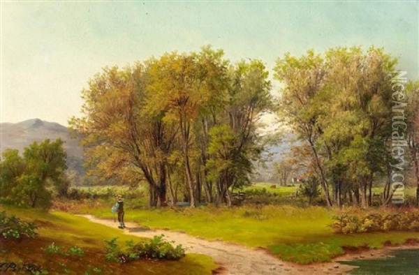 Wanderer In Sommerlicher Landschaft Oil Painting - Eduard Caspar Post