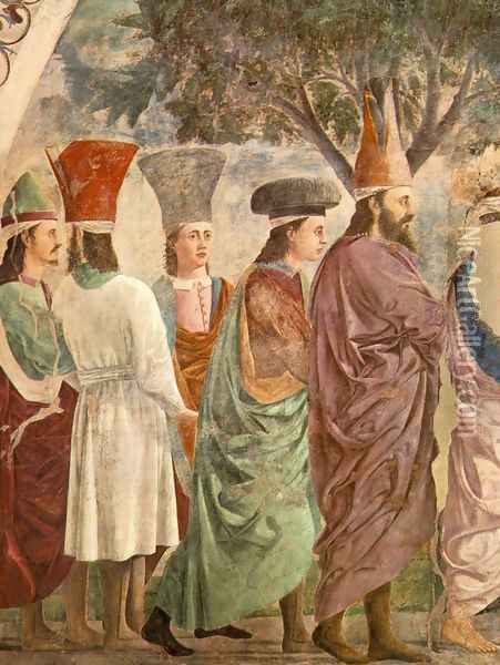 Exaltation of the Cross- Heraclius's followers c. 1466 Oil Painting - Piero della Francesca