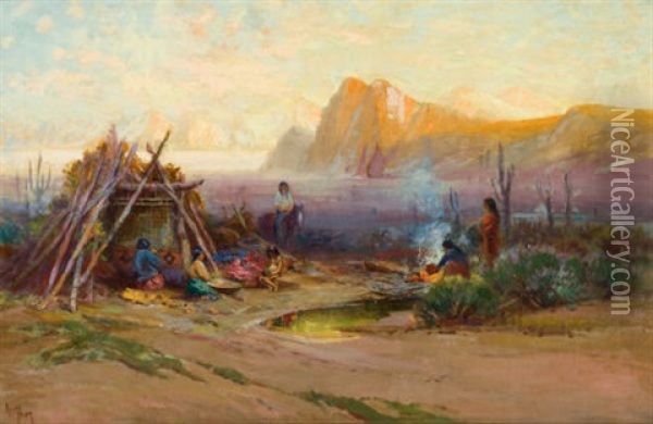 Indian Encampment Oil Painting - Arthur William Best