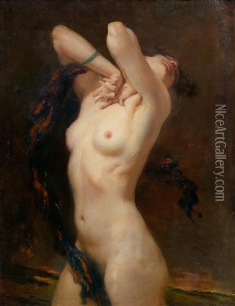 Female Nude Oil Painting - Leopold Schmutzler