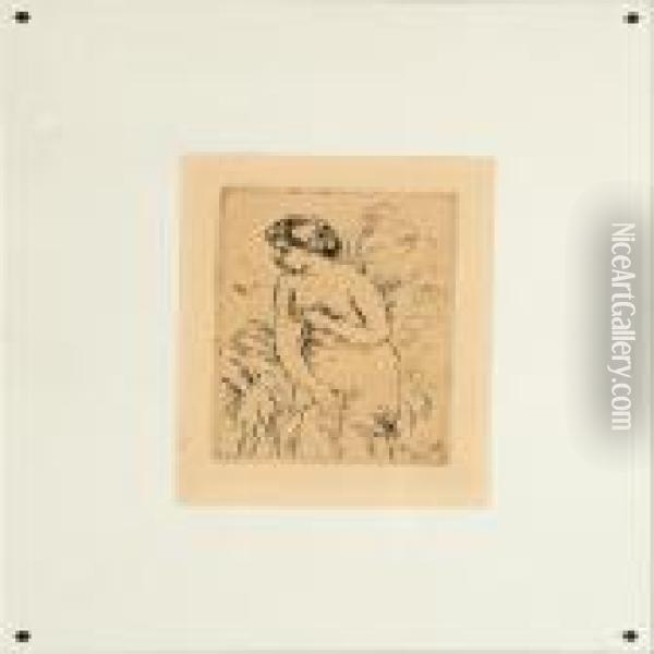 Baigneuse Debout A Mi-jambes Oil Painting - Pierre Auguste Renoir