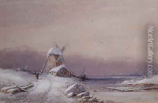 Winter Landscape Oil Painting - George Knox