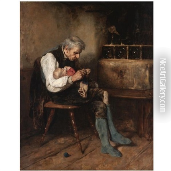 Grandfather And Grandson Oil Painting - Nikolaus Gysis