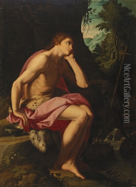 Saint John The Baptist In The Wilderness Oil Painting - Alessandro di Cristofano Allori