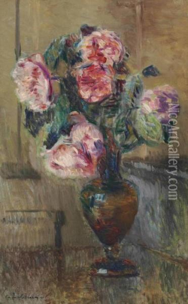 Vase De Fleurs Oil Painting - Albert Lebourg