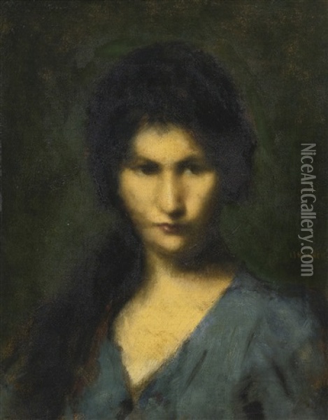 Portrait Of A Young Woman Oil Painting - Jean Jacques Henner