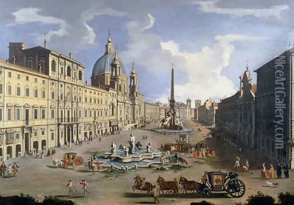 A View of the Piazza Navona in Rome Oil Painting - (circle of) Wittel, Gaspar van (Vanvitelli)
