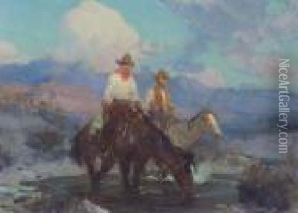 The Cattlemen Oil Painting - Frank Tenney Johnson