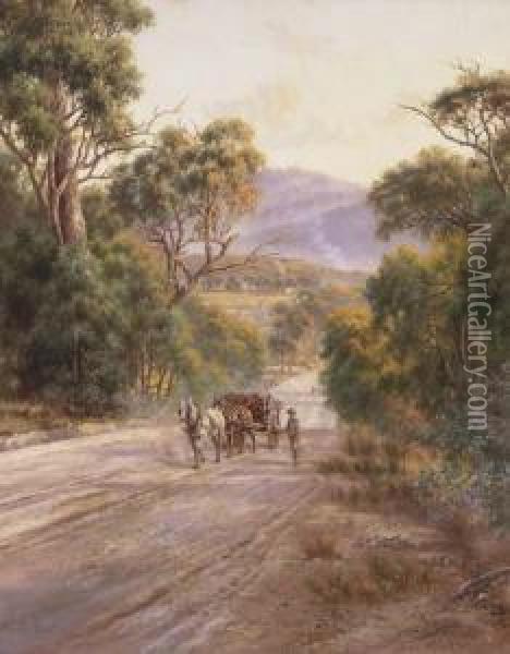 Landscape With Horse And Cart Oil Painting - James Alfred Turner