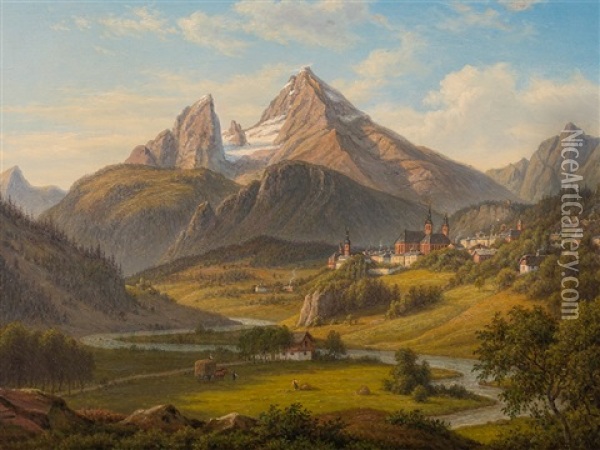 Mountain Landscape Oil Painting - Frederik Christian Jacobsen Kiaerskou