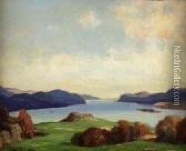 Kerrera Sound, Oban Oil Painting - David Young Cameron